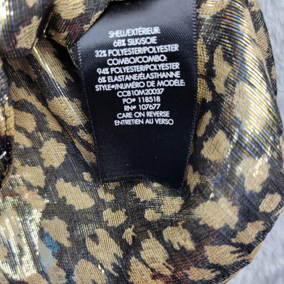 Alice + Olivia Womens Silk Blend Blouse Size XS Leopard Print Metallic Elliott - Picture 5 of 14